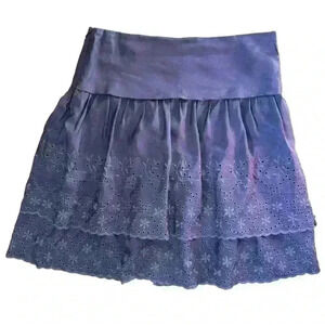 Lazzari 100% Silk Italian Ruffled Mini Skirt -Dusty Purple Sz 44 / 8